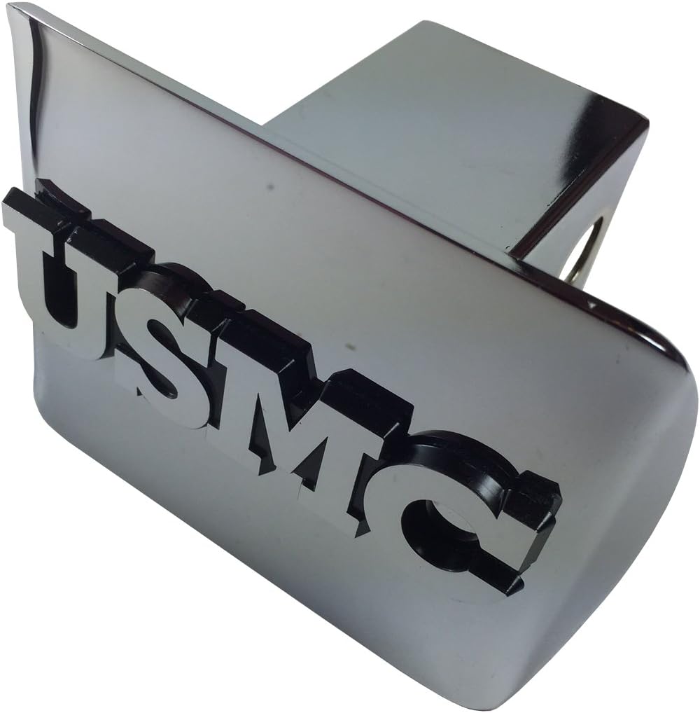 "USMC" Marine Emblem on Chrome METAL Hitch Cover