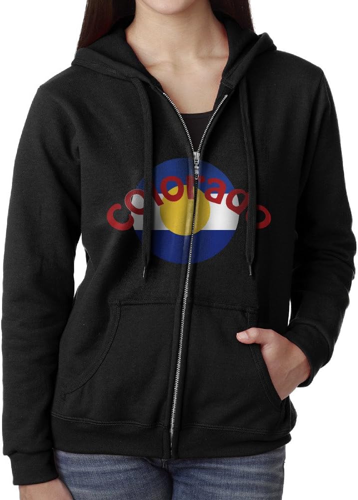 KJhsfub Casual Womens Flag Funny Colorado Full-Zip Sweatshirt Hoodie Jacket Large