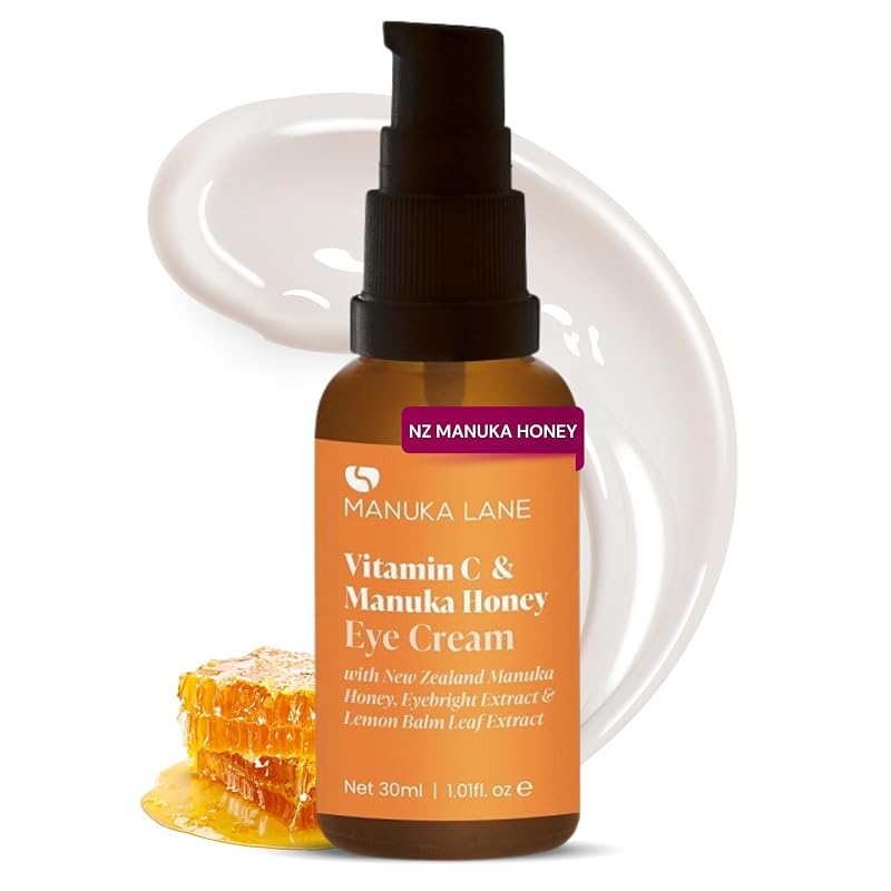 Creme para a Região dos Olhos Manuka Lane com Vitamina C, Extrato de Folhas de Erva-cidreira e Mel de Manuka