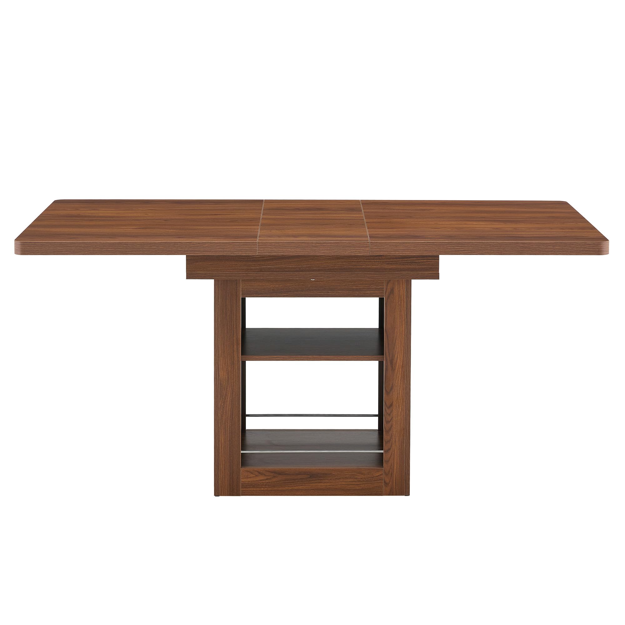 Shye Tavolo da Pranzo Allungabile Moderno in Legno di Noce con Ripiano Tavolo da Cucina Salvaspazio per 4-8 Persone con Guide in Metallo