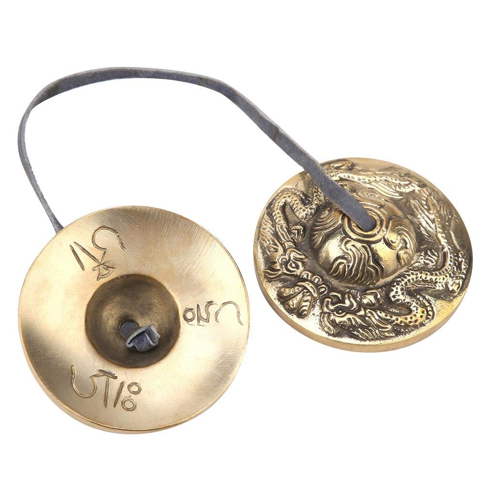 Campana tibetana artigianale, strumenti a percussione campana Campana artigianale tibetana da meditazione Monaco per(Double dragon pattern)