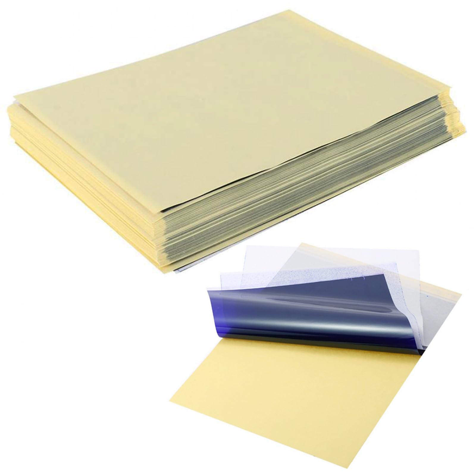 10 Pcs Papel de Transferencia de Tatuajes,A4 Plantillas de Papel Transfer Calco de Carbón para Tattoo Impresora La Tinta Espesa no se Desvanece y el Patrón de Transferencia es Claro