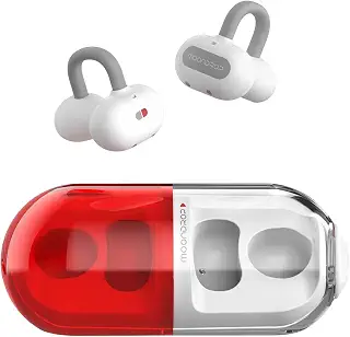 水月雨 Moondrop Pill オープンイヤー型ワイヤレスイヤホン イヤーカフ イヤホン オープンイヤー ワイヤレス Bluetooth 6.0 | 開放型 / 耳挟み式 / IPX4防水 / 最大28時間再生 / AIノイズキャンセリング / 13mm円形低歪みダイナミックドライバー / チタン合金フレームでサポート レッド・ホワイト