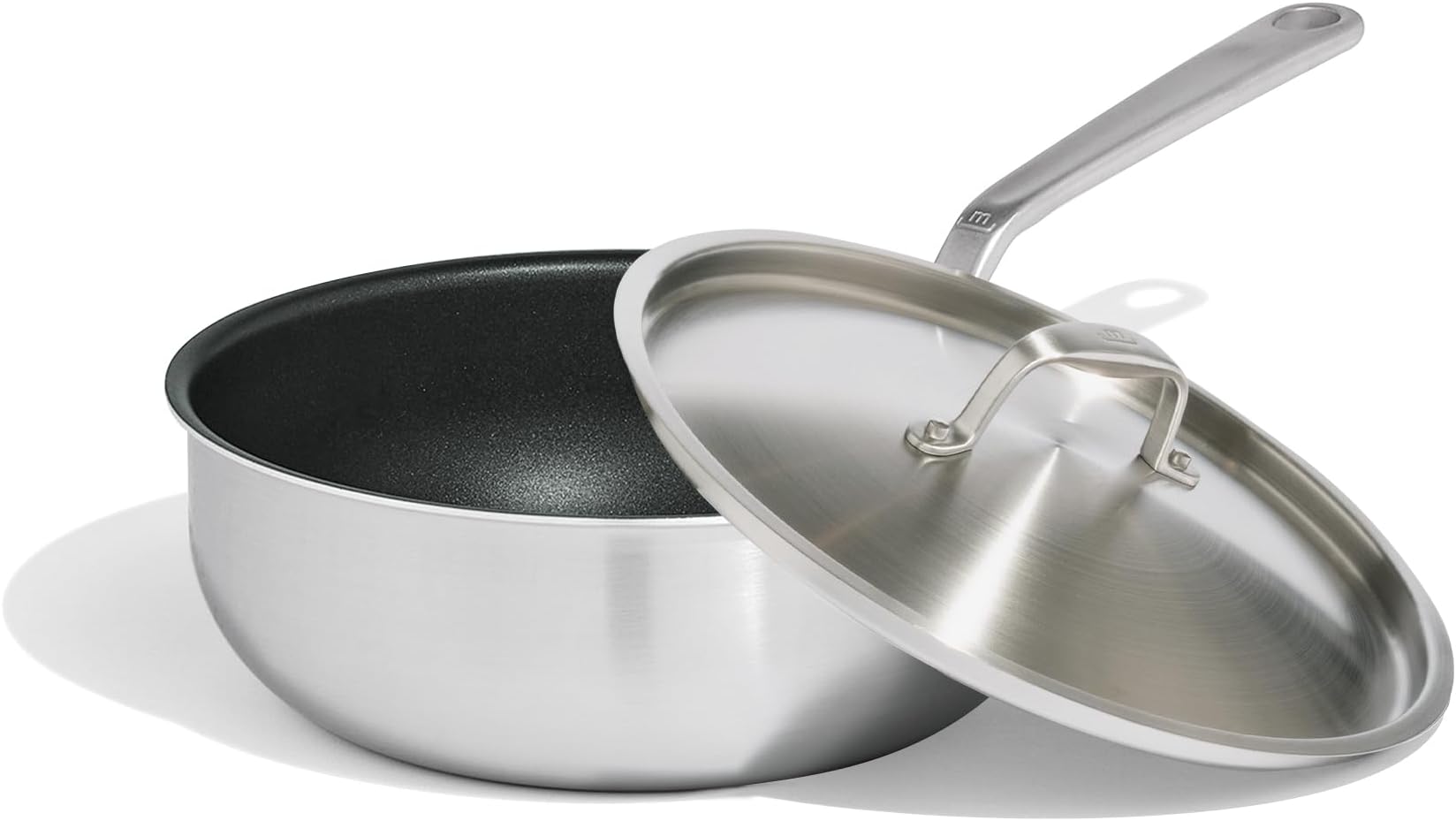 Made In Cookware - 3 QT ProCoat Non Stick Saucier with Lid - 5 Ply Stainless Clad - Professional Cookware - Crafted in Italy - Induction Compatible (Graphite)