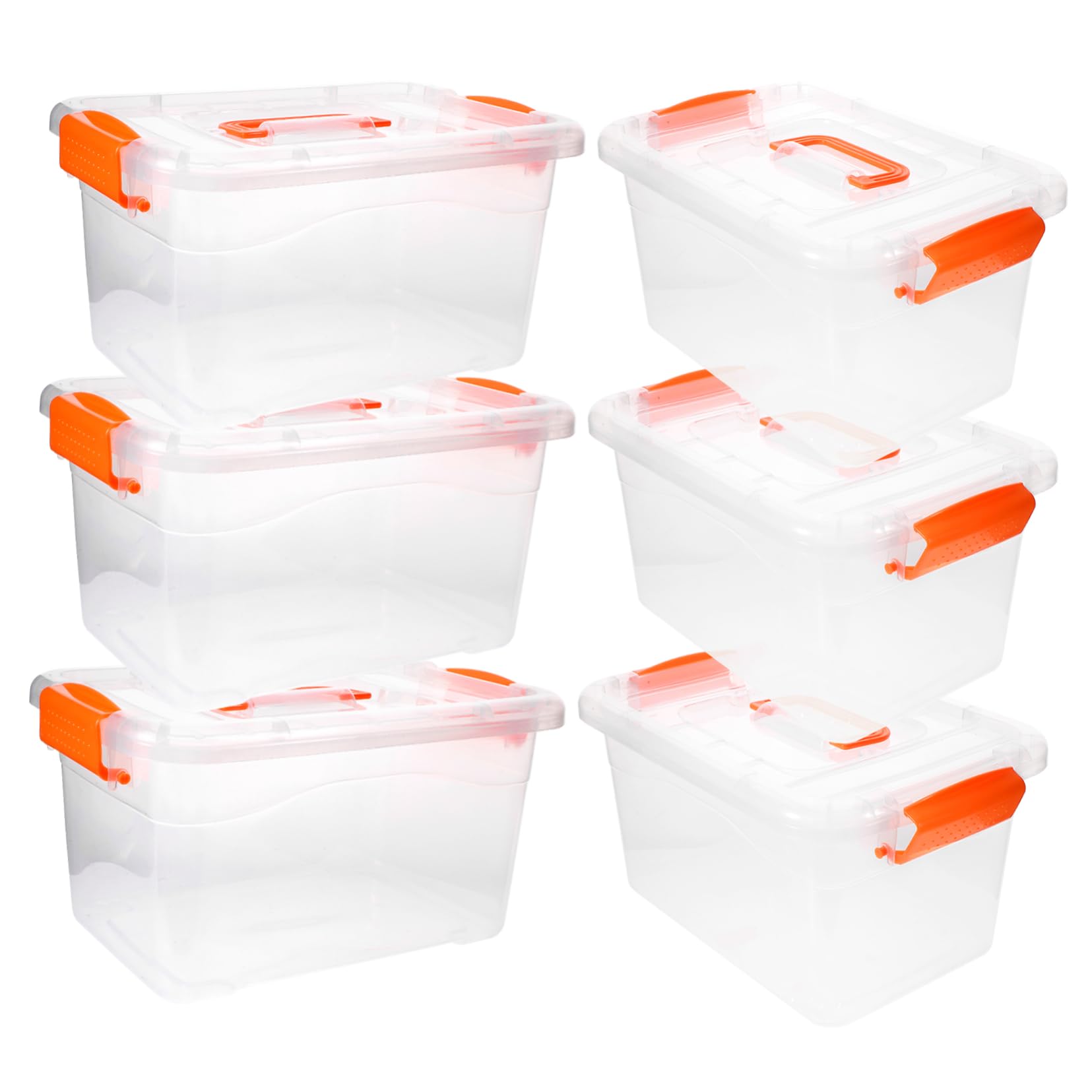 Cabilock Set de 6 Cajas de Almacenamiento Tapa de 3 Litros, Contenedores Apilables de Plástico Pp y Abs, Fáciles de Transportar para Organización Hogar
