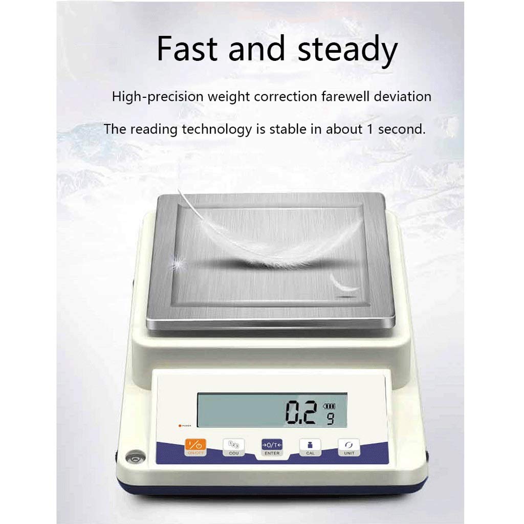 Elektroniczna waga, cyfrowa waga analityczna, precyzyjna waga laboratoryjna, podświetlany wyświetlacz LCD, stal nierdzewna (6100 g * 0,1 g)