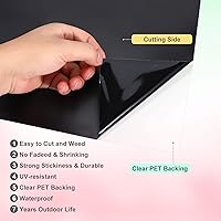 Vista 3 de XSEINO Vinilo permanente – Rollo de vinilo adhesivo negro de 12 pulgadas x 11 pies para silueta y otros cortadores, vinilo para automóviles