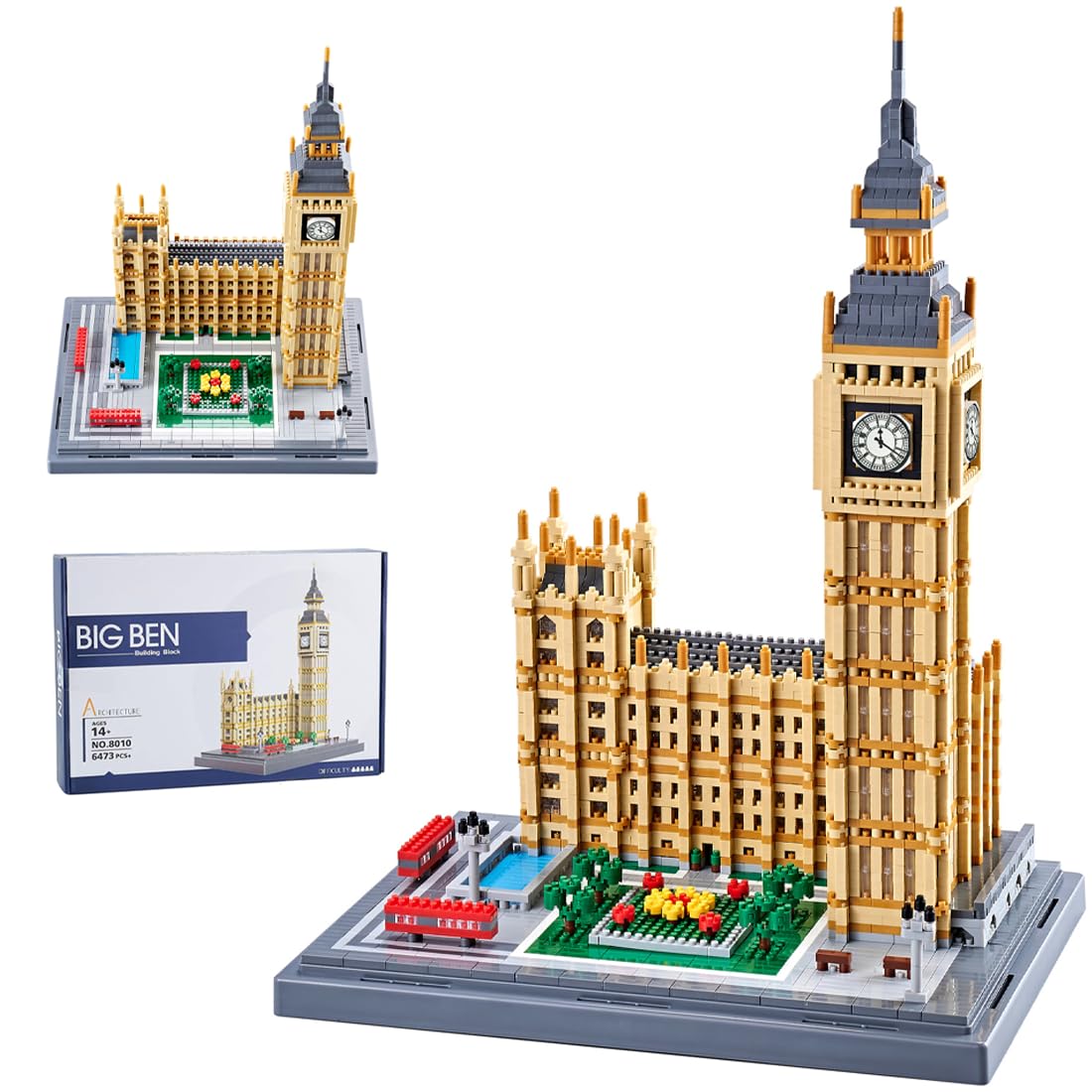 FULHOLPEBig Ben Model Building Blocks Kit, 6473 Pieces Landmark Architecture Mirco Bricks Model Set, Nano Blocks London Clock Tower Construction Toy Not Compatible with Major Brands