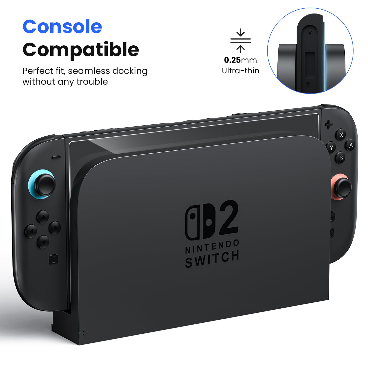 WSKEN Ochraniacz ekranu do Nintendo Switch 2 19.9 cm 2025 - [Automatyczne usuwanie pyłu] Szkło hartowane 9H HD Pełne pokrycie klasy wojskowej nietłukące, odporne na zarysowania, odciski palców, zero