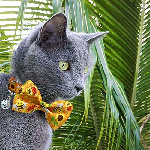 Pohshido 2 Pack Cat Bow Tie Collar with Bells, Breakaway Buckle Safety Kitty Kitten Collar (Adjustable Size from 7.8-12… - Image 7