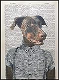Impression sur page de dictionnaire vintage Doberman Pinscher Marron