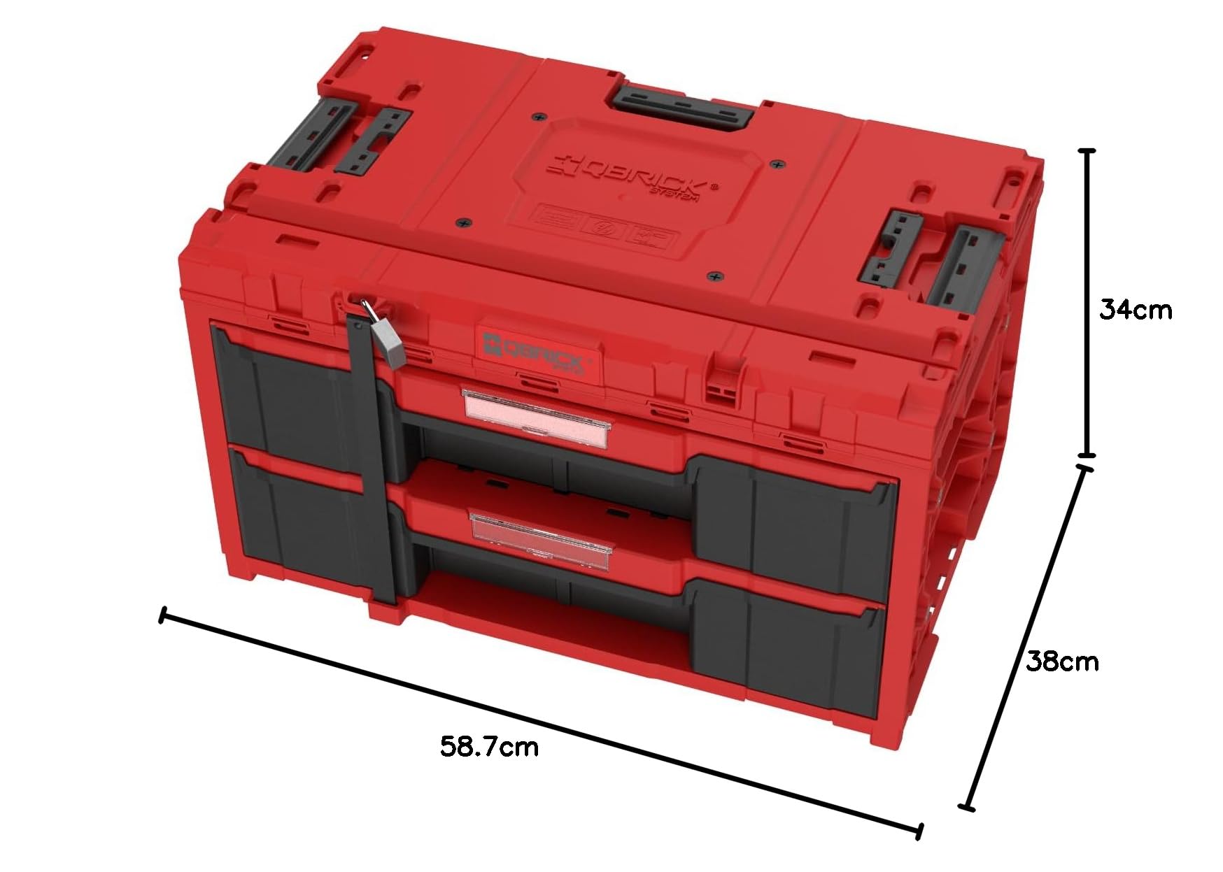 QBRICK SYSTEM One Drawer 2 Skrzynka narzędziowa 2.0 Czerwony Ultra HD 587 x 380 x 340 mm