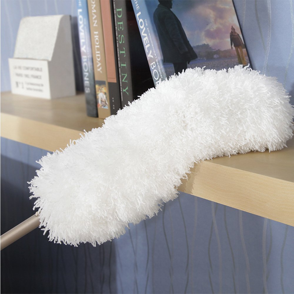 Elvoes Microfiber Feather Duster with Extension Pole and 360° Flexible Bendable Removable Washable Head Allergy-Free and Lint-Free