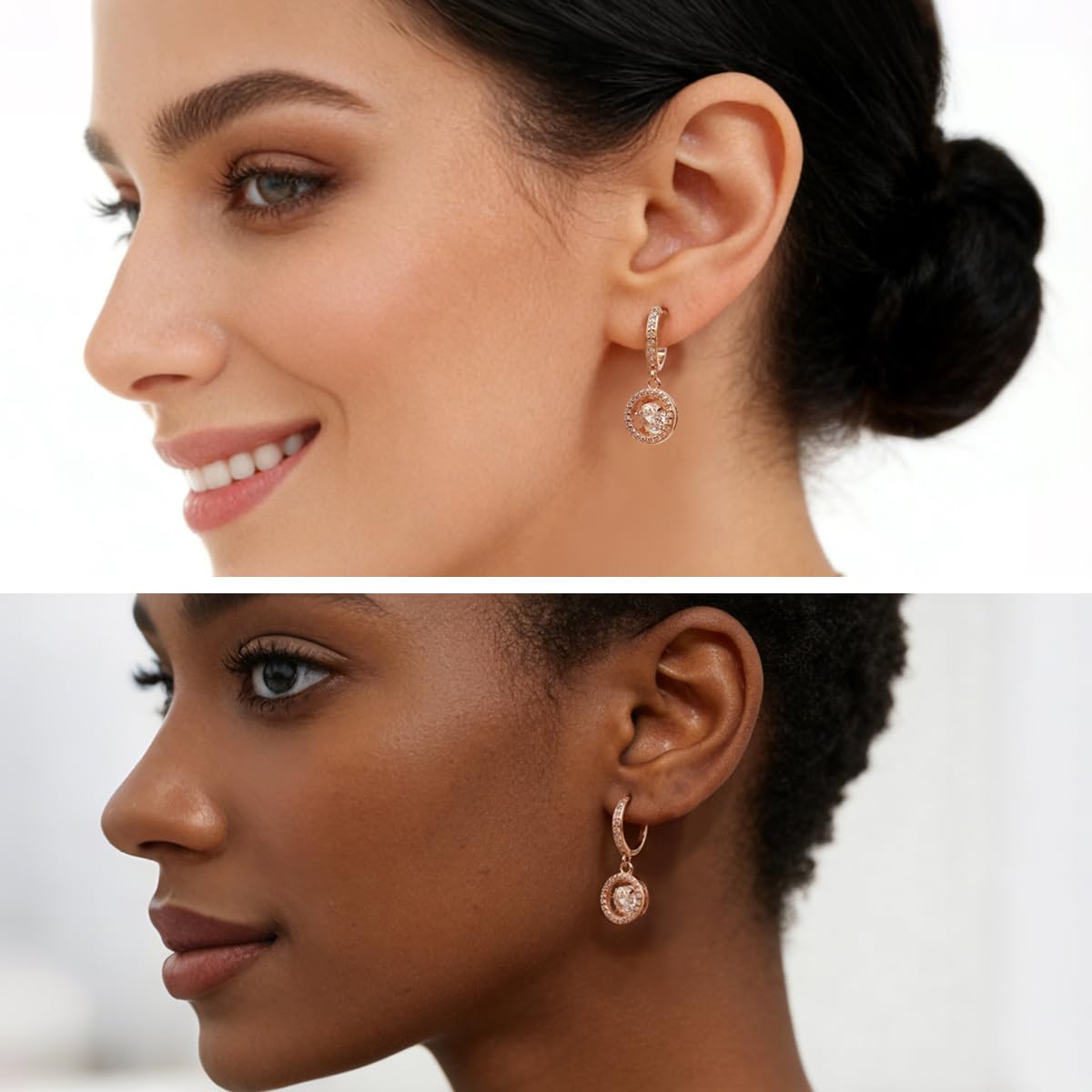 Orecchini con ciondolo in moissanite da 0,8 carati con diamanti in moissanite, creati in laboratorio, placcati in oro rosa 18 carati, orecchini alla moda per regalo di gioielleria.