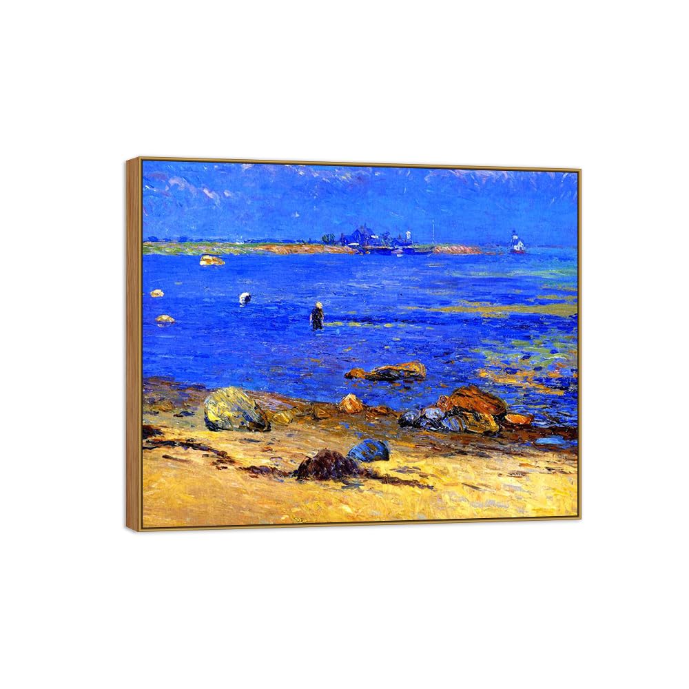 SDYSKKUG William Glackens Canvas Wall Art Prints for Living Room. Sea 35x30cm Wood Frame
