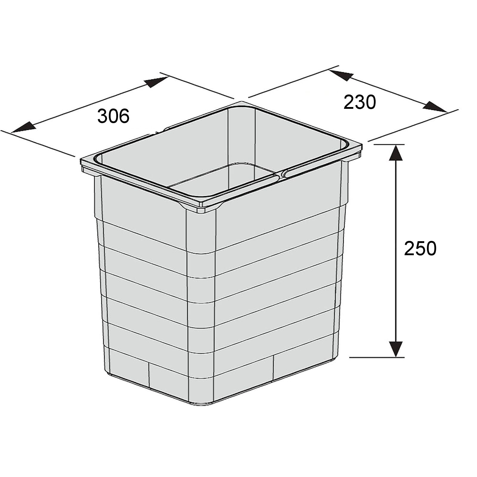 eins2vier Abfallsammler Höhe: 250 mm Volumen 15 Liter 306 x 230 mm alugrau 5078 Abfalltrennsystem Mülleimer Komposteimer von SOTECH