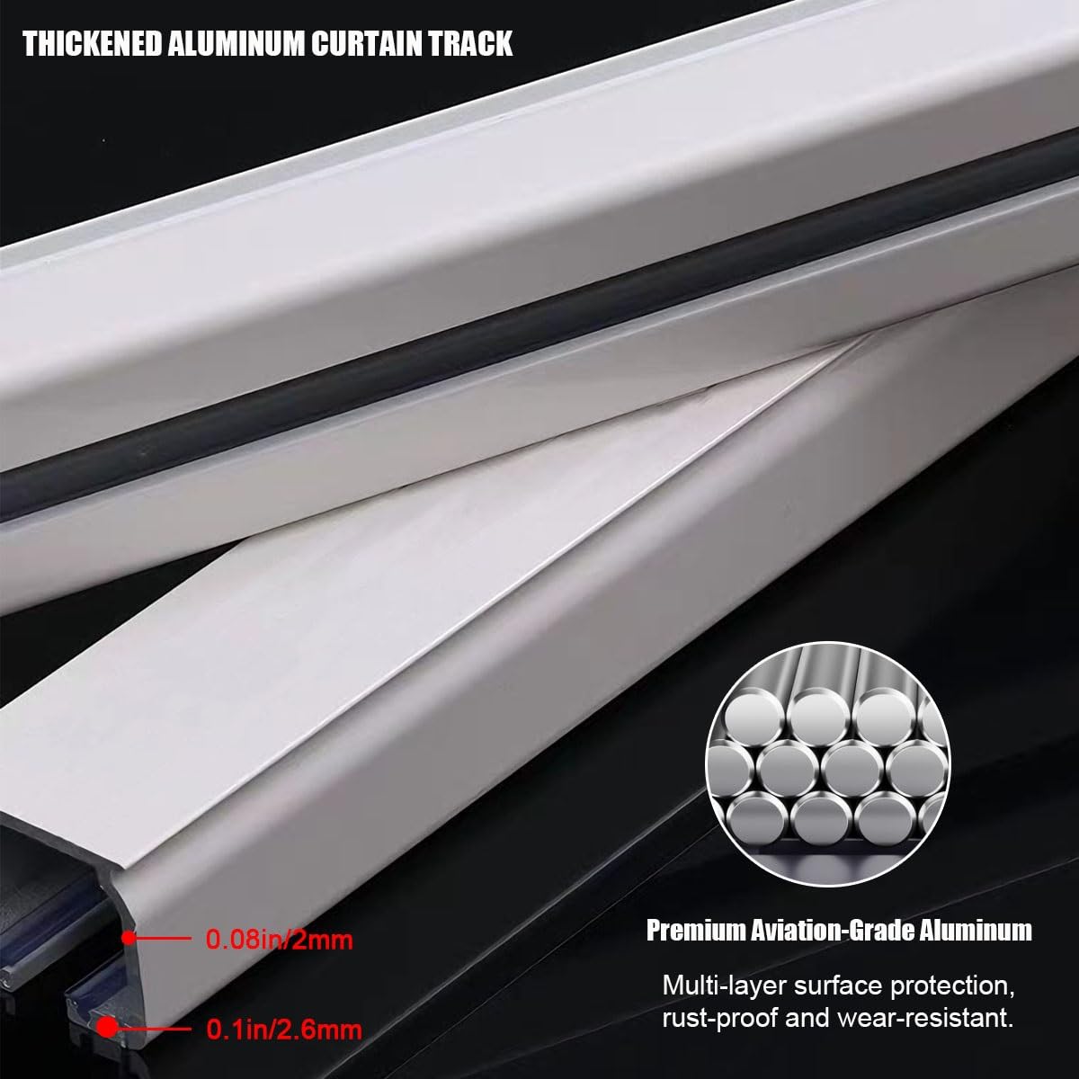 Aluminiowa szyna do zasłon, montowana na suficie, ścianka działowa, 50 kg, nośność, 1 szyna 0,5/2/3/4/5/6/8 m, uchwyt ścienny do salonu i sypialni (4,5 m)