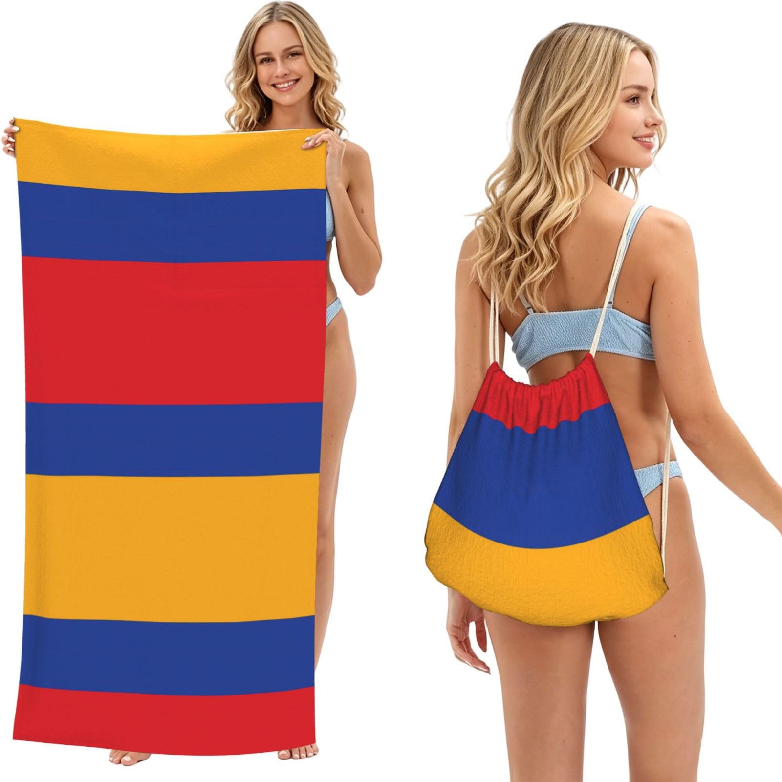 SXZVVBN Flag of Armenia 2-in-1 Beach Towel Bag, Quick Dry Sand Free Travel Towel Backpack for Adults