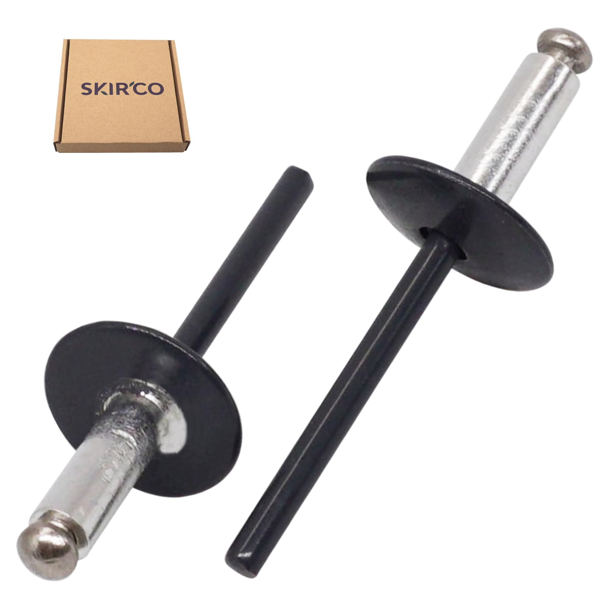 SKIR'CO (50 Stück) Großflansch Alu Blindnieten 4,8 x 14 mm, Edelstahldorn, RAL 7016 Anthrazitgrau