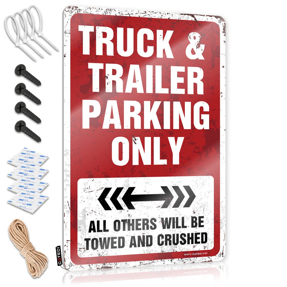 Krazmurongd One Color Tin Metal Decor Metal Signs Funny Truck & Trailer Parking Only Tin Sign