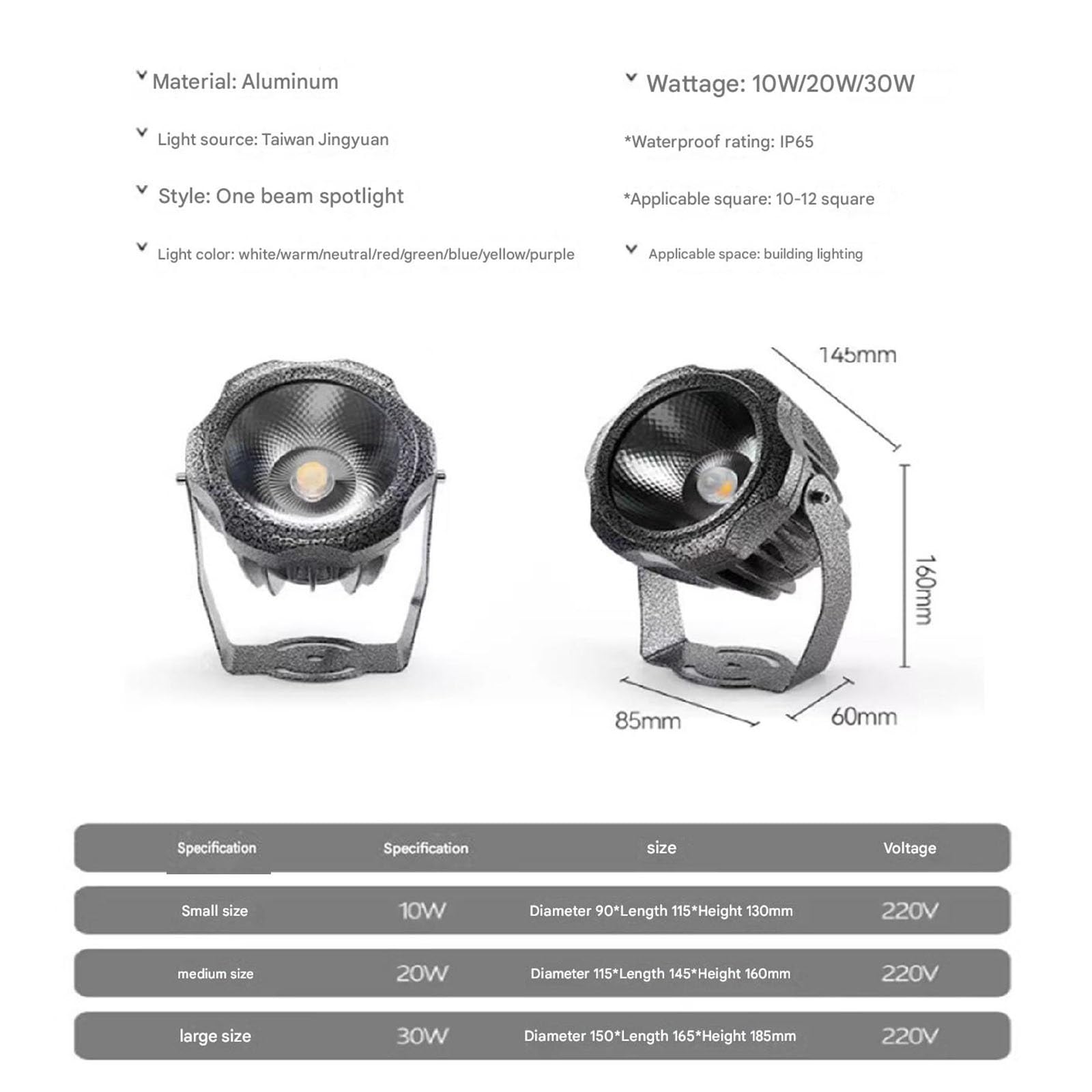 THEGA Focos LED - Luz LED Jardín Exteriores AC220V, Luces Ingeniería Iluminación Pared Exterior Impermeable IP65, Iluminación Paisaje, para Casa, Césped, Patio, Parque(Red,30W(ac220v))