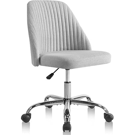 Office Chair Cute Desk Chair, Modern Fabric Home Office Desk Chairs with Wheels, Mid-Back Armless Vanity Swivel Task Chair for Small Space, Living Room, Make-up, Studying