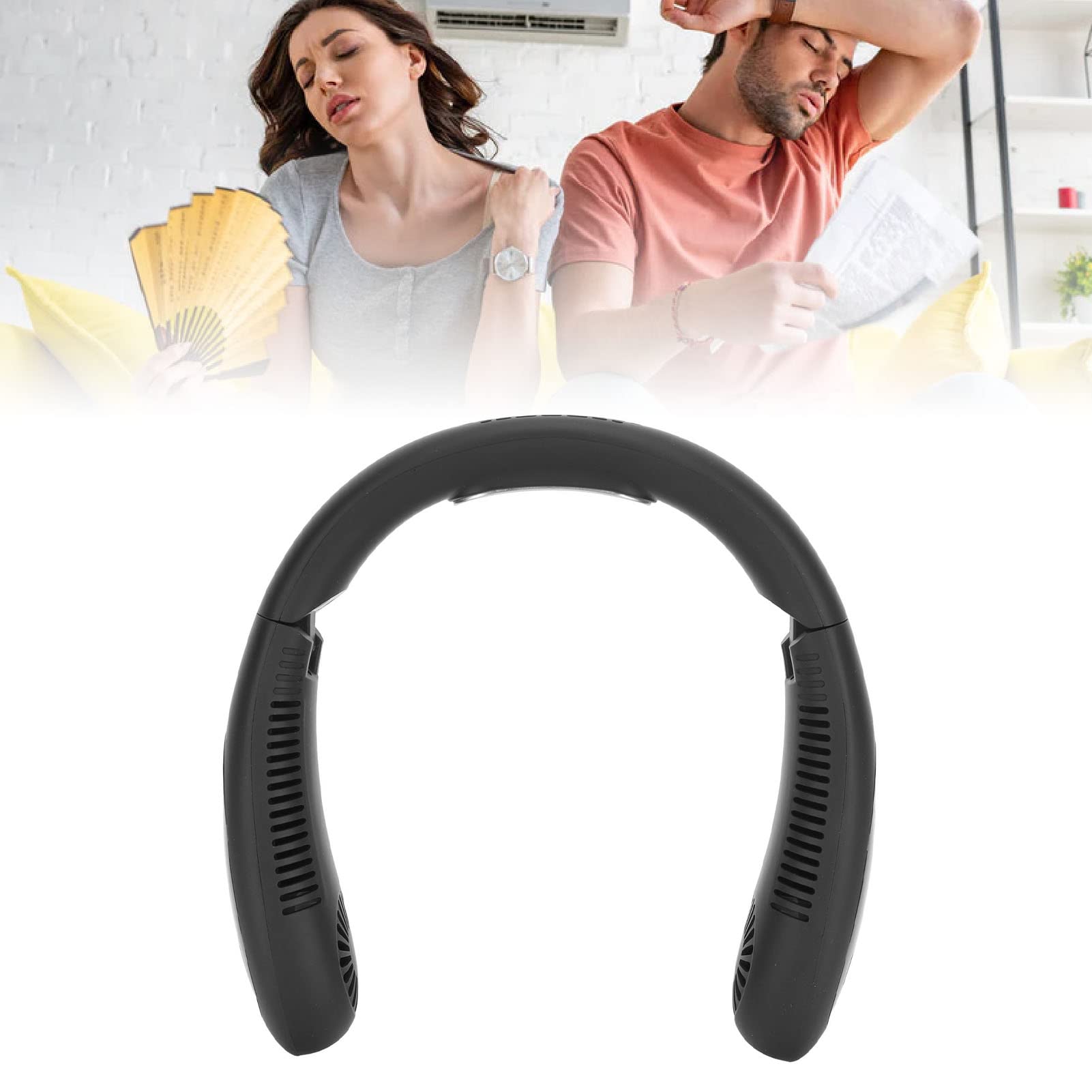 Ventilatore da Collo, 5000mAh Display LED Ventilatori da collo Pieghevoli Portatili Ricaricabili, Regolazione a 3 Velocità Ventilatore Personale a Mani Libere, Alimentato Tramite USB, Ventilatore da C