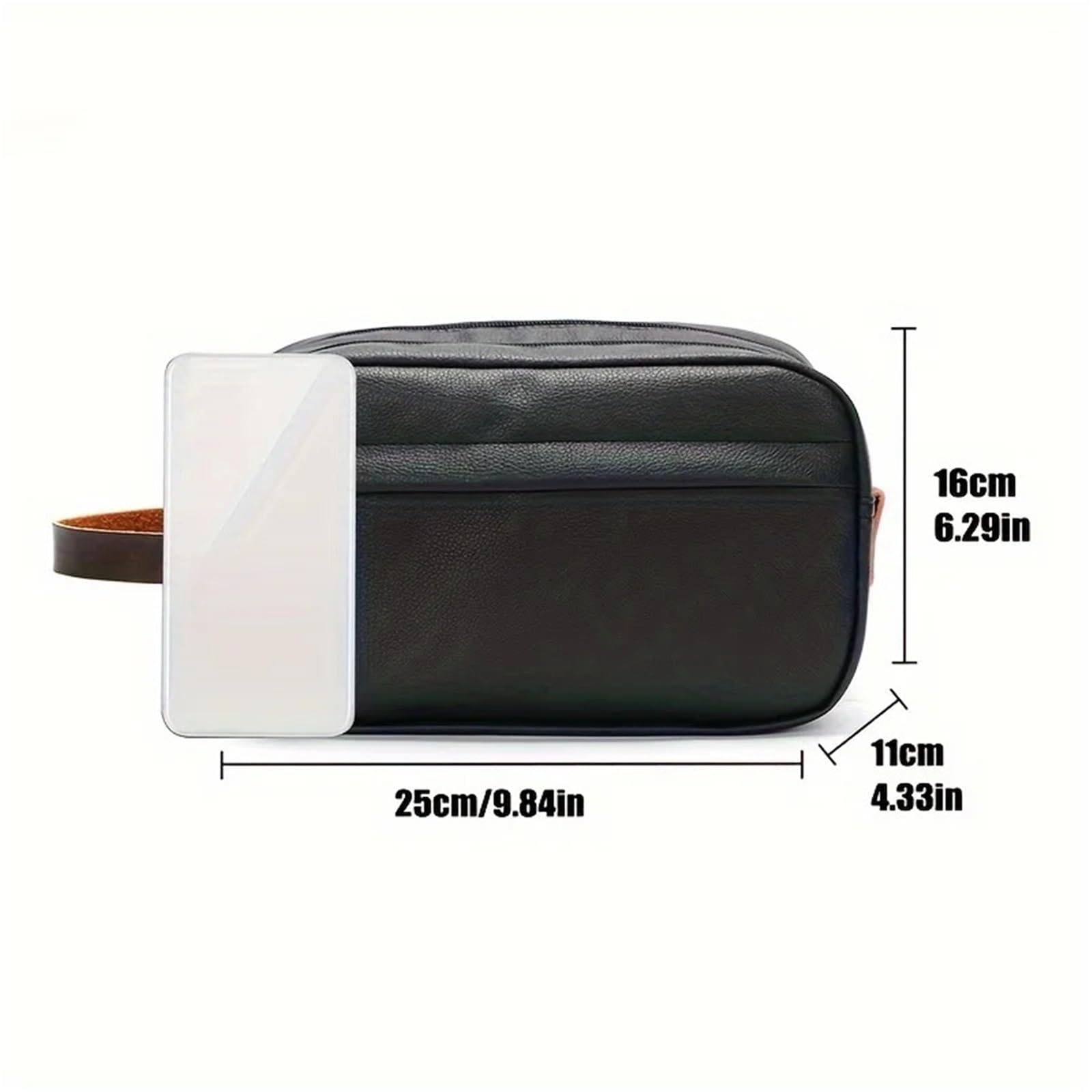 Neceser Bolso Retro for Hombres, Bolsa de Almacenamiento de artículos de tocador de Viaje portátil, Bolso de Mano Informal Impermeable con Doble Cremallera para Hombre