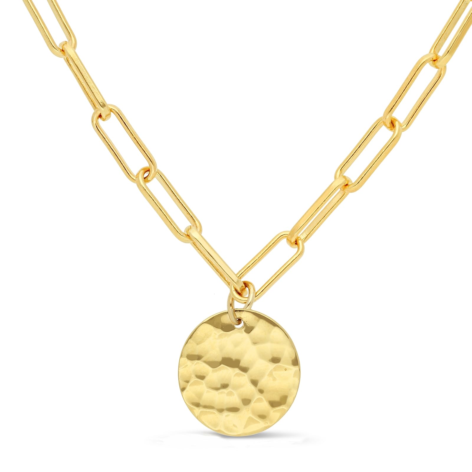 Collier plaqué or grande maille texturée et médaille unique personnalisable - 8