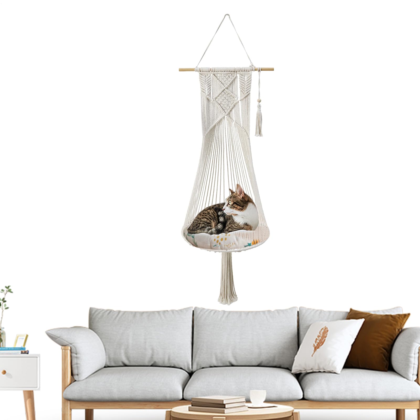 altalena per gatti Boho, amaca per gatti,Amaca Boemia macramè per animali | domestici - in corda di cotone intrecciata a mano per animali domestici, morbido altalena per per , un