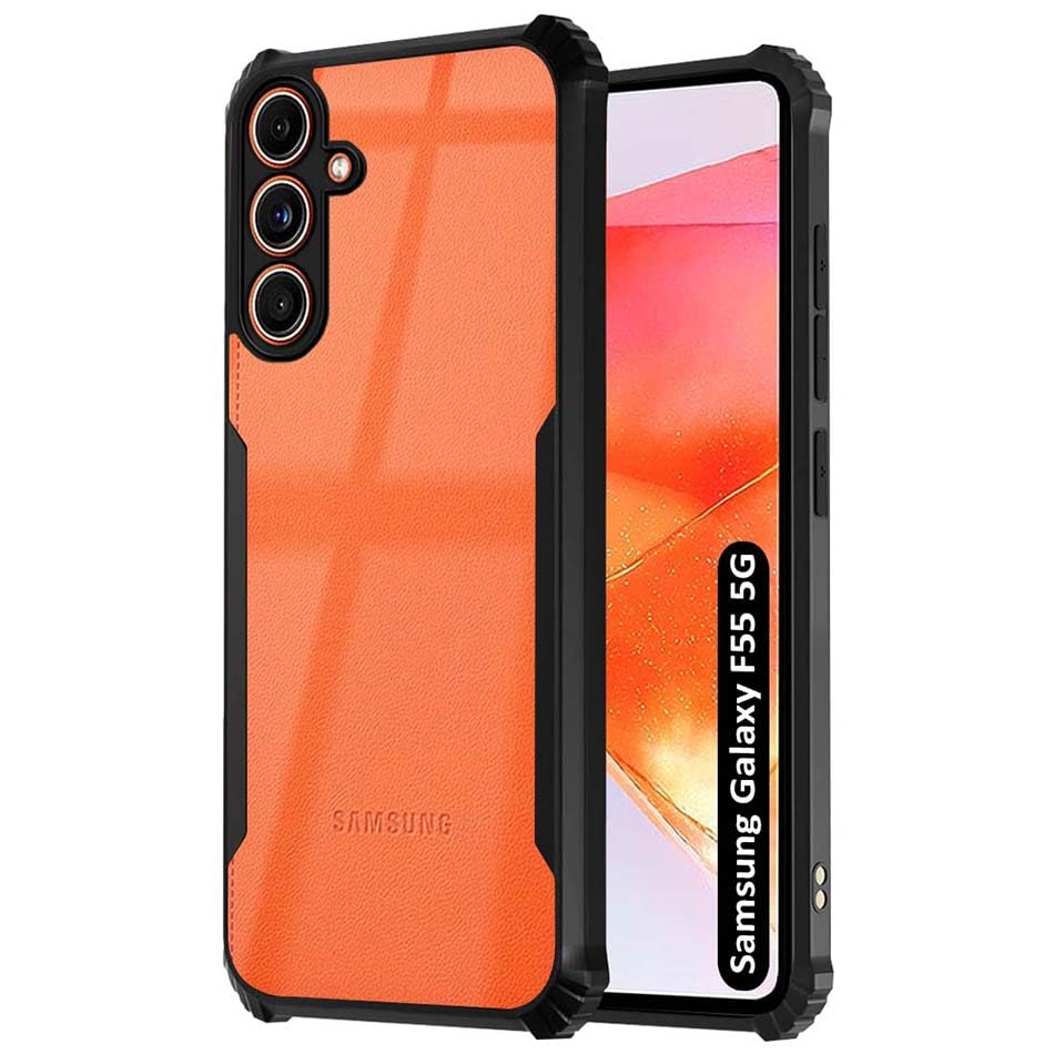 Fashionury Shockproof Crystal Clear Back Cover Case for Samsung Galaxy F55 5G | 360 Degree Protection | Protective Design | Transparent Back Cover Samsung Galaxy F55 5G (Black Bumper) (B0D6BYP63V) Amazon Price History, Amazon Price Tracker