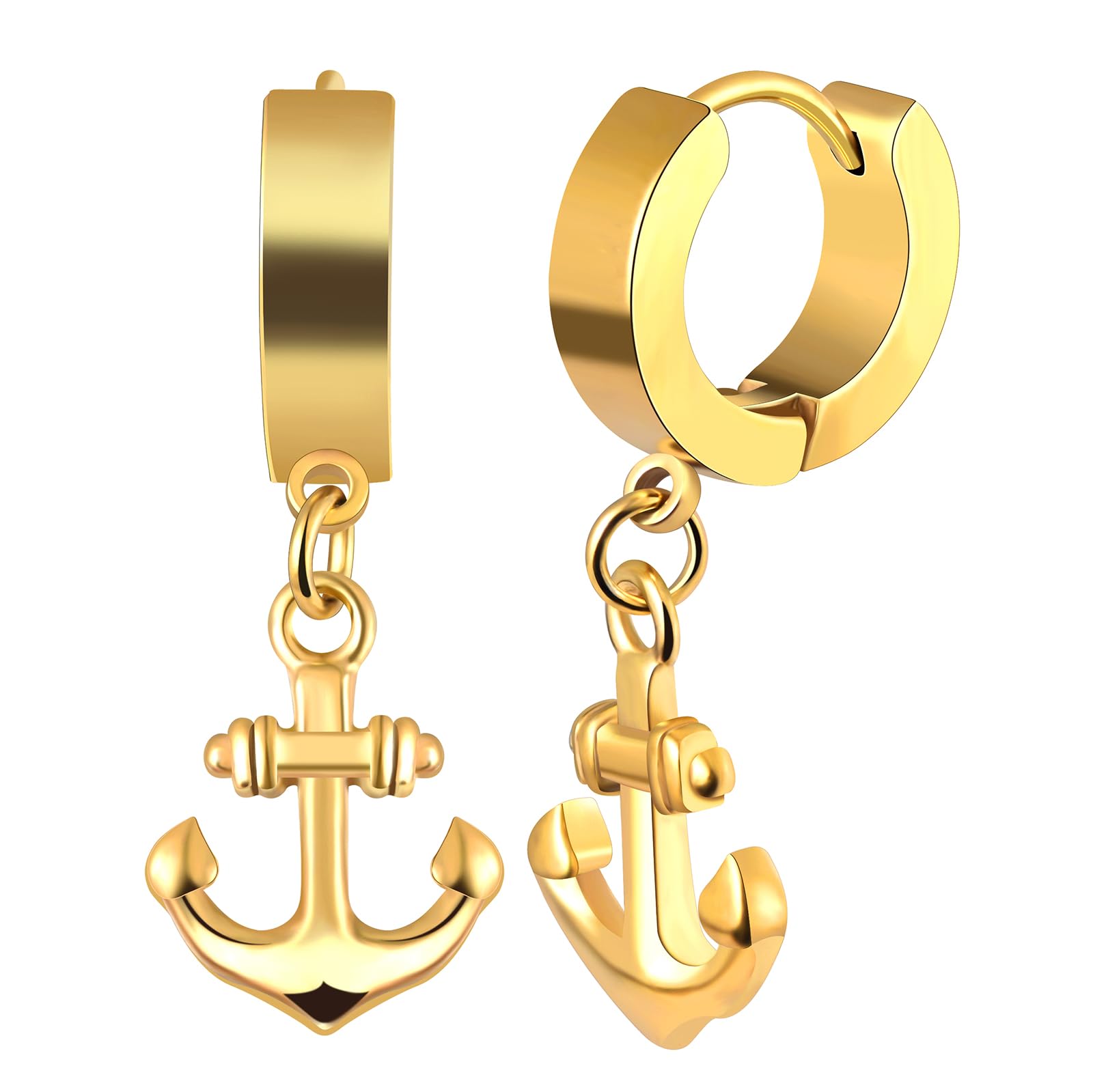 INFINIONLYMen's Boy's Stainless Steel Earrings Novelty Earrings Drops Dangles for Women Fashion Anchor Statement Earrings Stainless Steel Hoop Earrings