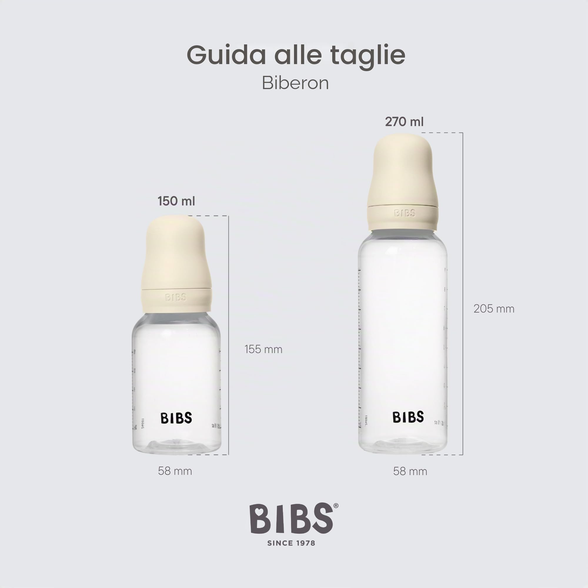 Biberon Baby BIBS 150 ml - Tettarella in silicone - Anti-coliche, senza BPA, tettarella tonda, flusso lento, leggero e facile da pulire, per neonati 0+ anni - Baby Blue