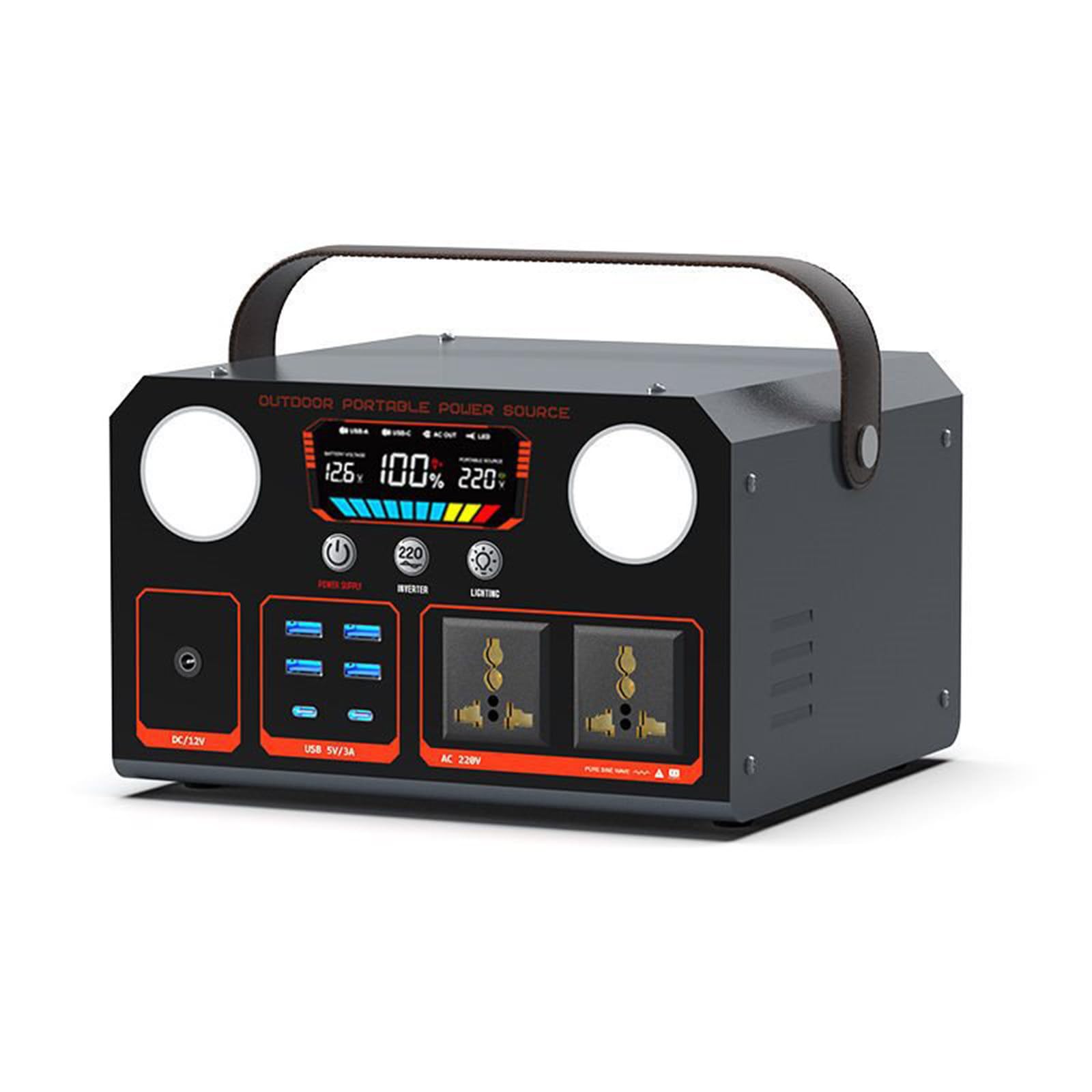 Alimentation de Secours Mobile 220 V pour la Maison, Les Voyages en Voiture, Le Camping et Bien Plus Encore. Nombreuses spécifications Disponibles. Capacité : 1 200 000 mAh.