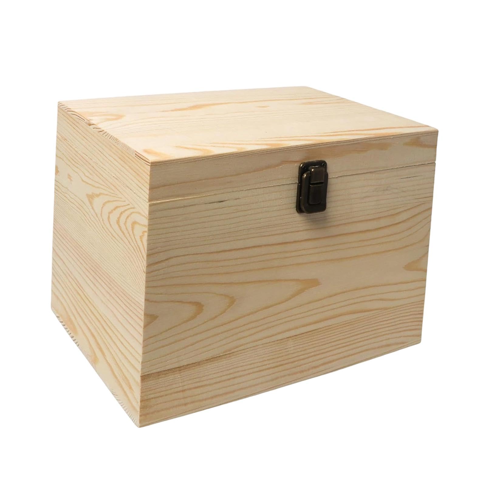 F Fityle Caja de Madera sin terminar, Caja de Almacenamiento de Madera sin Pintar, contenedor para Joyas, para Manualidades, 27 Cm X 20 Cm X 14