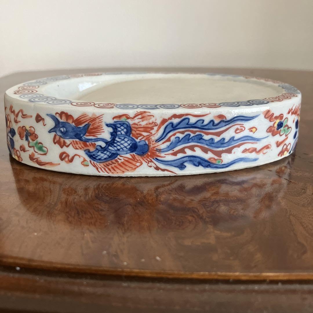 九谷焼き　大明萬暦年製　硯（スズリ）鳳凰　龍　大聖寺伊万里 Amazon.co.jp: 九谷焼き 大明萬暦年製 硯（スズリ）鳳凰 龍