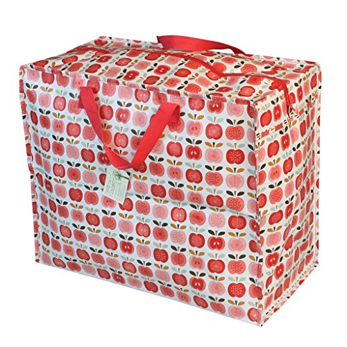 Große Aufbewahrungstasche mit Reißverschluss, robust und langlebig, 55 x 48 x 28 cm, 70 l, Vintage-Apfel-Design
