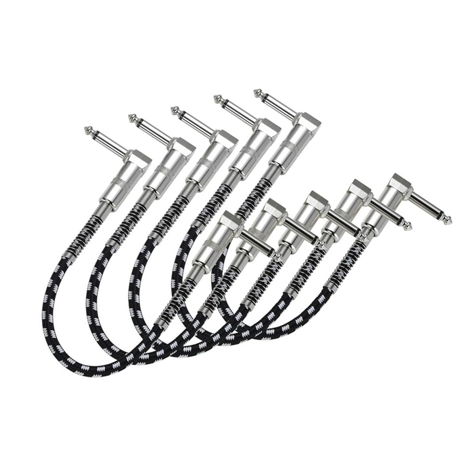 5 Pz 30 Cm Nylon Intrecciato Ad Angolo Retto 1/4 '' Jack Da 6,5 ​​mm A 6,5 ​​mm OFC Cavo Audio Per Effettivi Mixer Per Chitarra Elettrica Cavo Audio per Strumento Chitarra