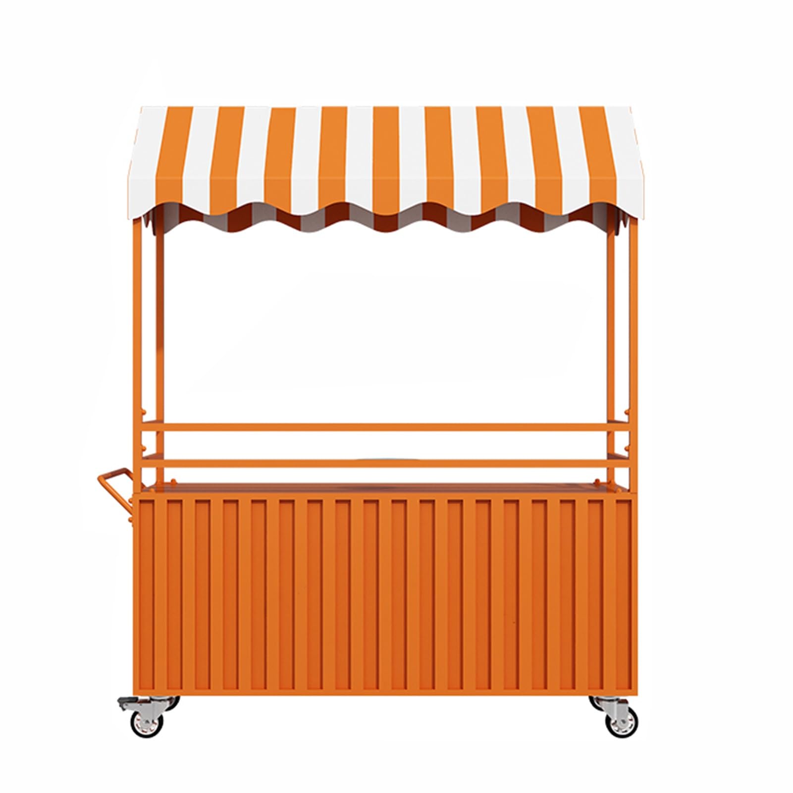 Generico Carrello Portatile da Esterno per venditori ambulanti con tettoia, Ruote e Contenitore portaoggetti - Carrello Ideale per venditori ambulanti, mercati, Eventi e Festival, Arancione, 100x200