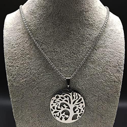 Miniatura 5 de 2024 Tree of Life Stainless Steel Necklaces for Women Silver Color Statement Necklace Jewelry Bisuteria