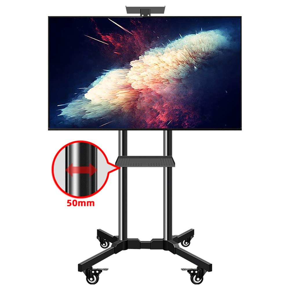 Support TV pivotant et réglable en hauteur sur roulettes pour écran plat de 32 à 65 pouces