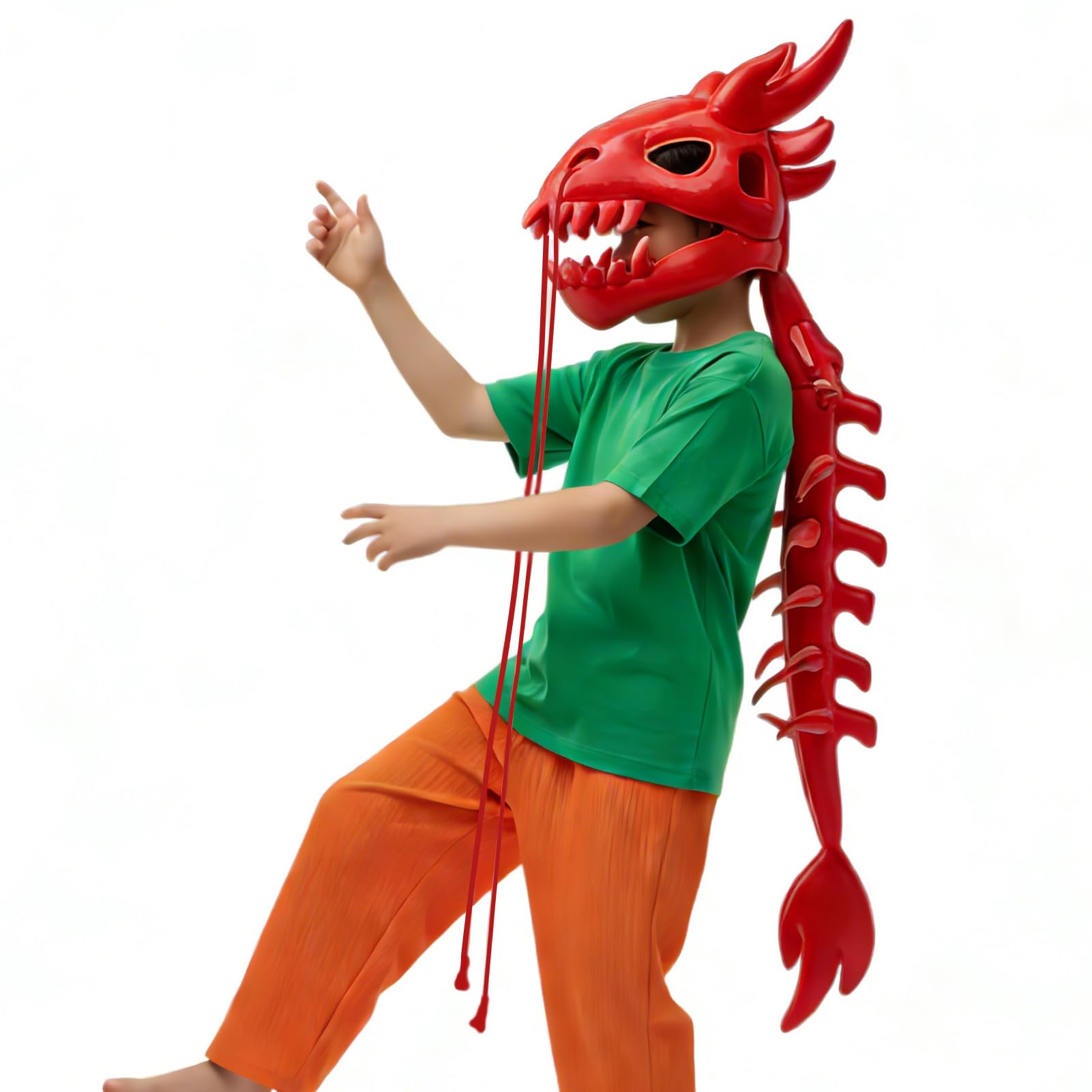 Genérico Pluszowy Szkielet Kostium Dinozaura - Uzupełnienie 3D Czaszki I Kręgosłupa | Realistyczny i Ubieralny Kostium Dinozaura - Na Halloween Imprezy i Eventy