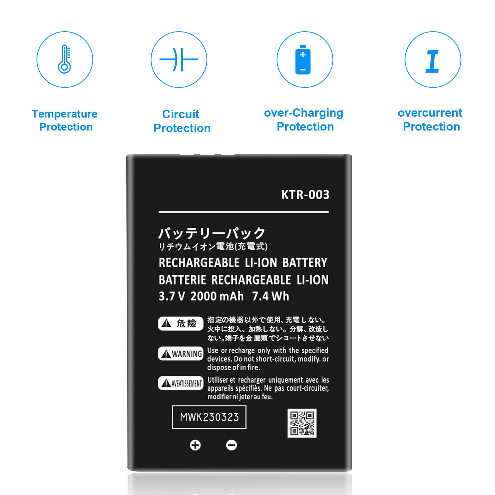 3DS New 3DS KTR-003 Batterie de rechange 2000 mAh pour New Nintendo 3DS N3DS avec tournevis