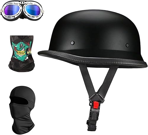 Casco de motocicleta estilo alemán medio casco para adultos, hombres y mujeres, aprobado por DOT, casco retro para crucero, scooter, Chopper