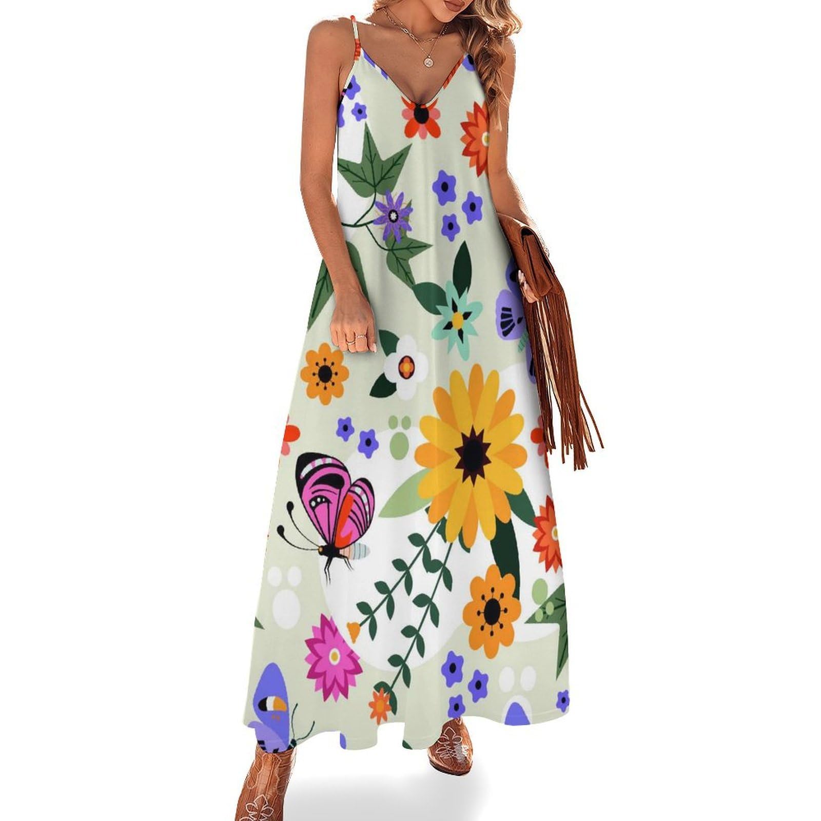 Robe longue d'été légère sans manches au tombé fluide parfait