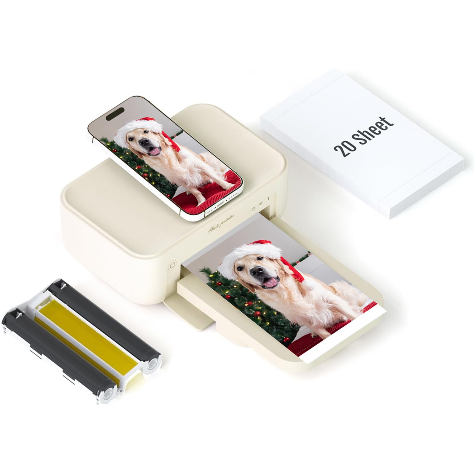 HPRT Photo Printer 4x6,+20 Sheets&1ribbon,Wi-Fi Wireless Instant Picture Printer for iPhone, Android, Smartphone, Thermal Dye-Sublimation, AR Video Printing,Portable Photo Printers for Home Use