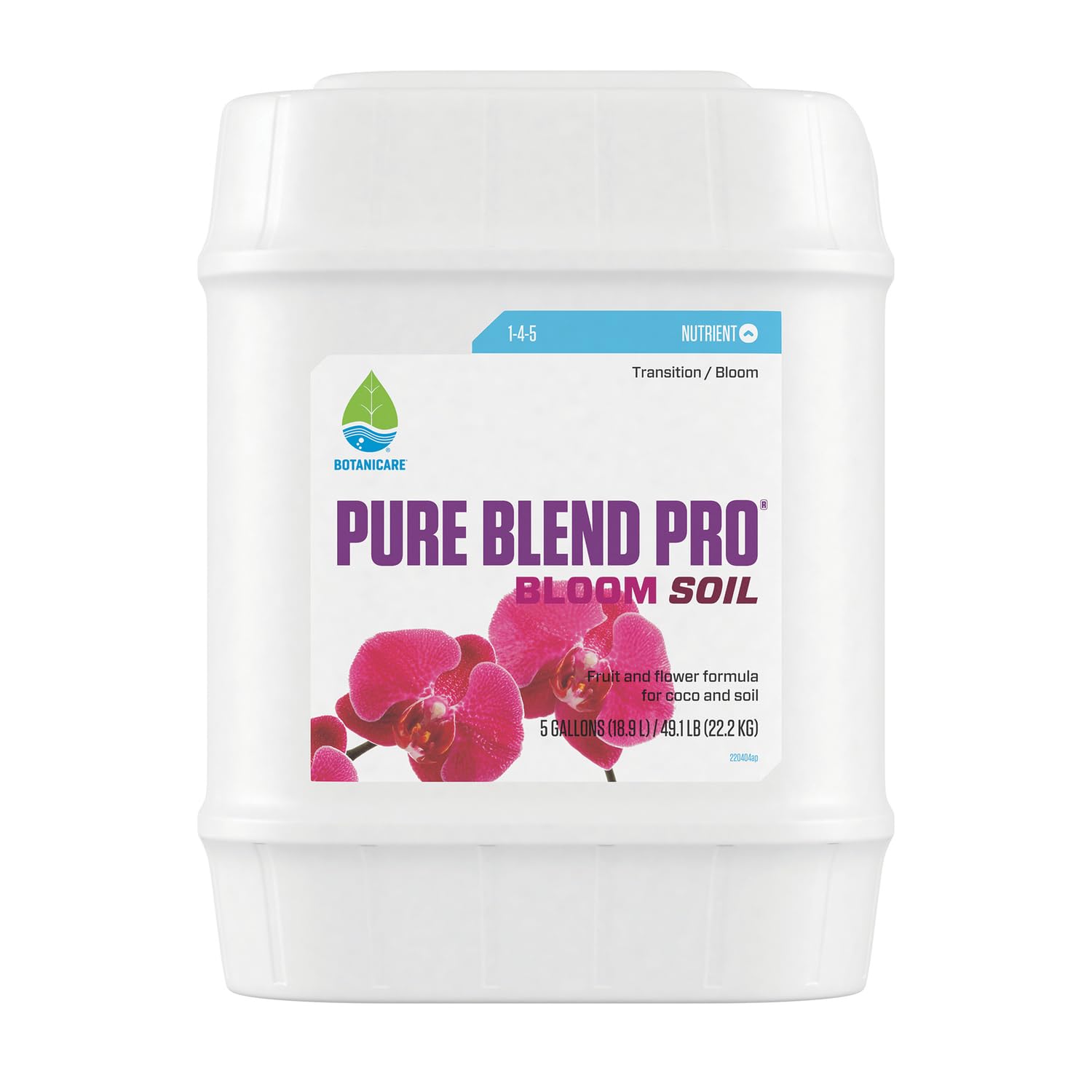 Pure Blend Pro Bloom Soil, Nutrient for Fruit and Flowers, 1-4-5, 5 gal.