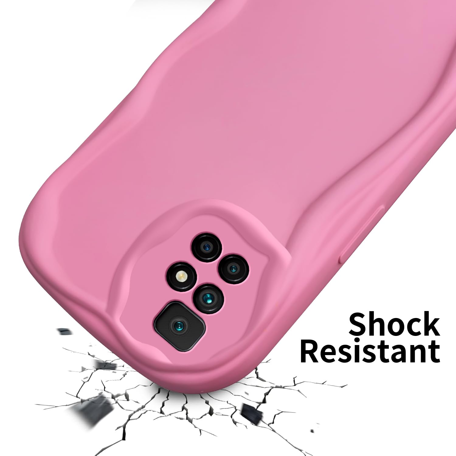 XINYEXIN Cover Per Xiaomi Redmi 10 2022 / Redmi 10 4G - Custodia Silicone Onda Morbida, Design Riccio Carino, Antiurto, Rosa