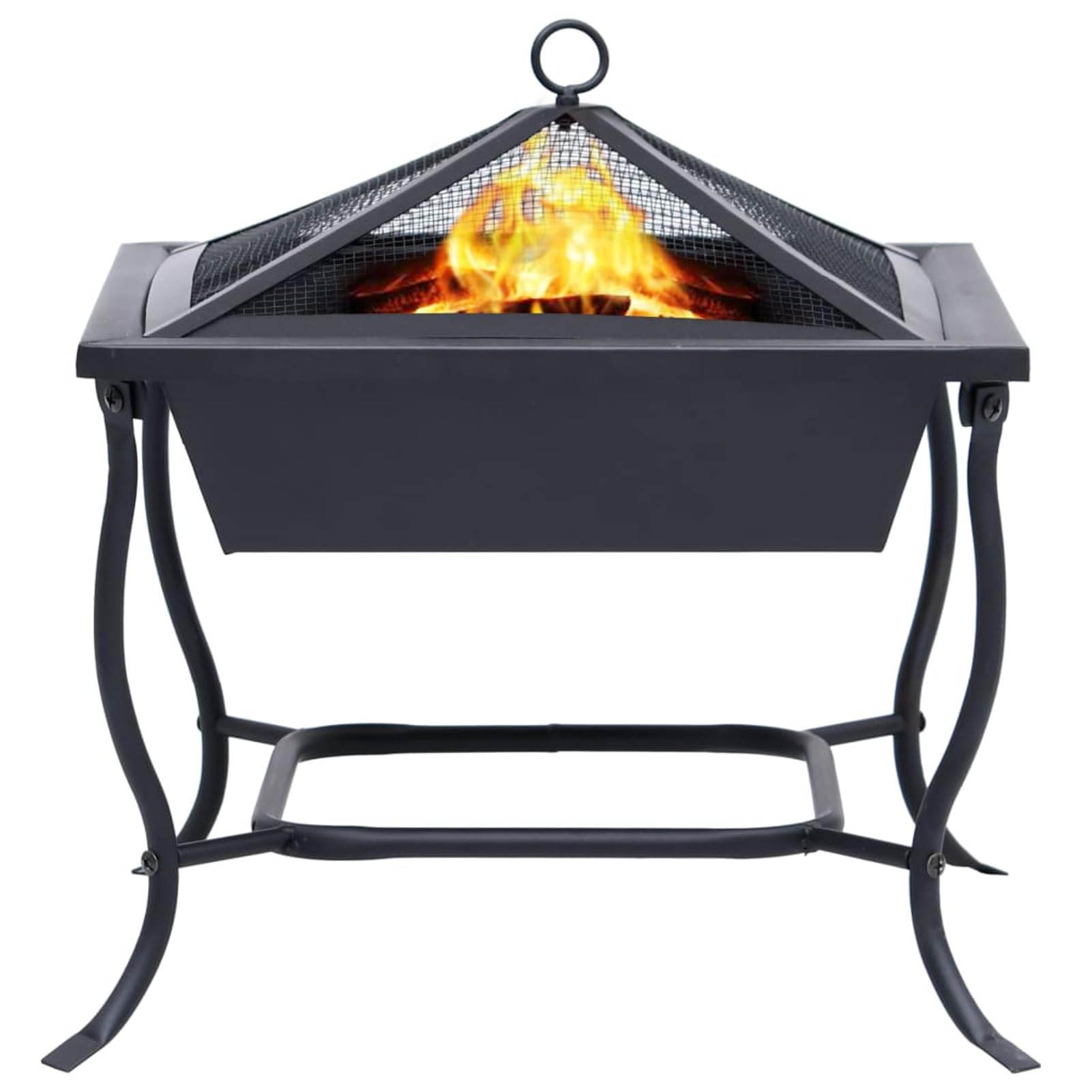 ShGaxin Czarny stalowy palenisko 45x45x45 cm, węgiel drzewny, palenie grill, węgiel drzewny i le?a, grill