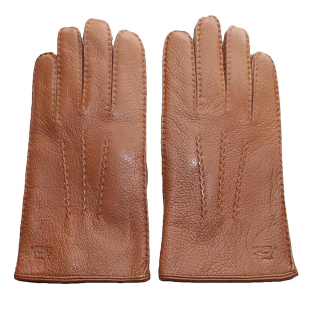 Guantes de Piel de venado de Cuero Genuino para Hombre, Elegantes Guantes Finos con Pantalla táctil, Guantes cálidos de Invierno Forrados de Lana para Ciclismo